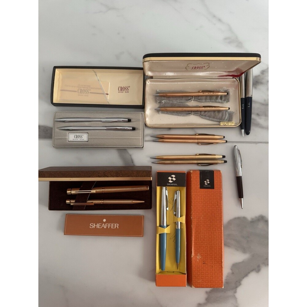 Vintage Mixed Lot Pens Pencils Targa by Sheaffer Cross Parker Ballpoint Fountain